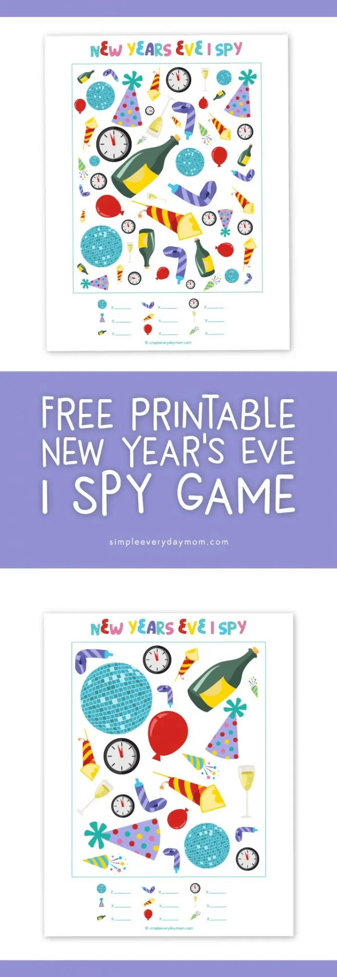 New Years Eve Activities For Kids | Free printable I spy game #newyearseve #kidsactivities #freeprintables