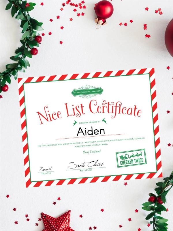 nice list certificate