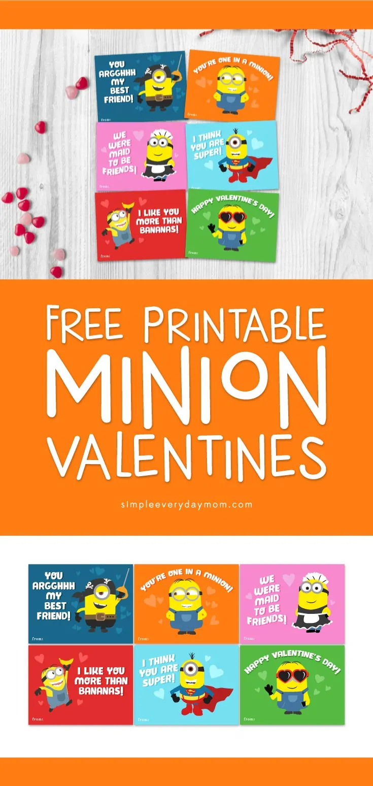 Free Printable Minion Valentines Cards | Need a last minute valentine for school? All your kids' friends in class will love these fun cards. 