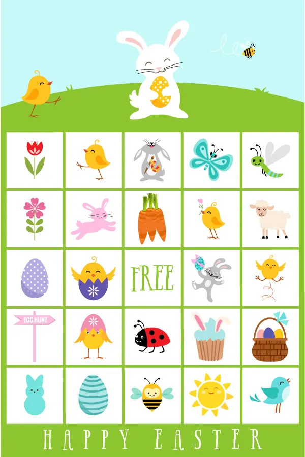 Printable Easter Bingo | Kids will have so much fun using these cute bingo cards with bunnies, eggs, spring animals and more. 