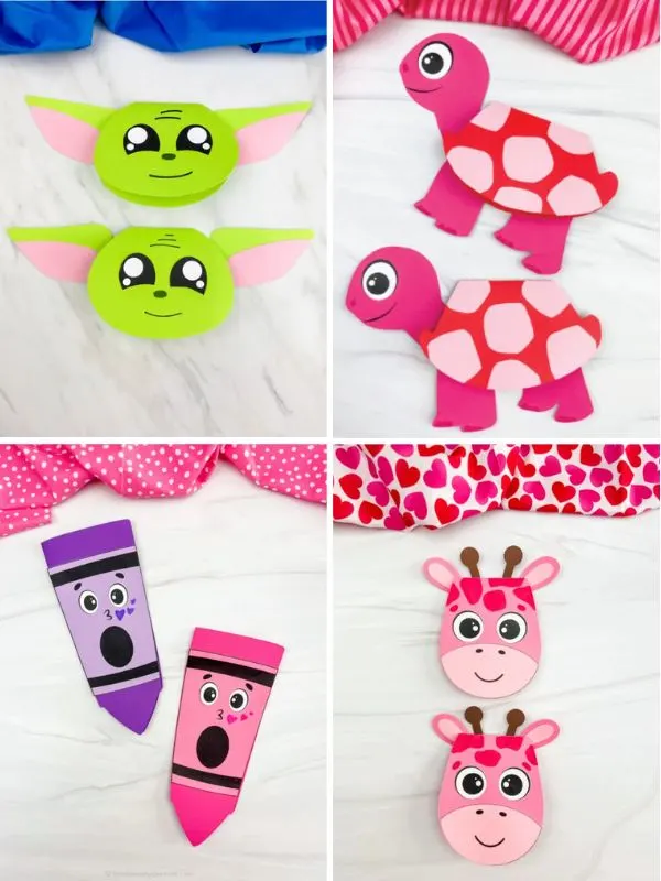 collage of valentine crafts for kids