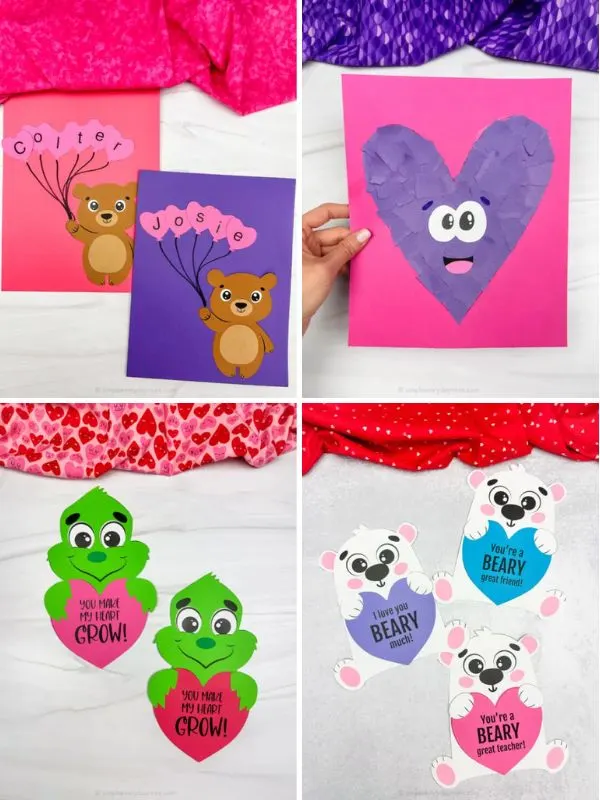collage of valentine crafts for kids