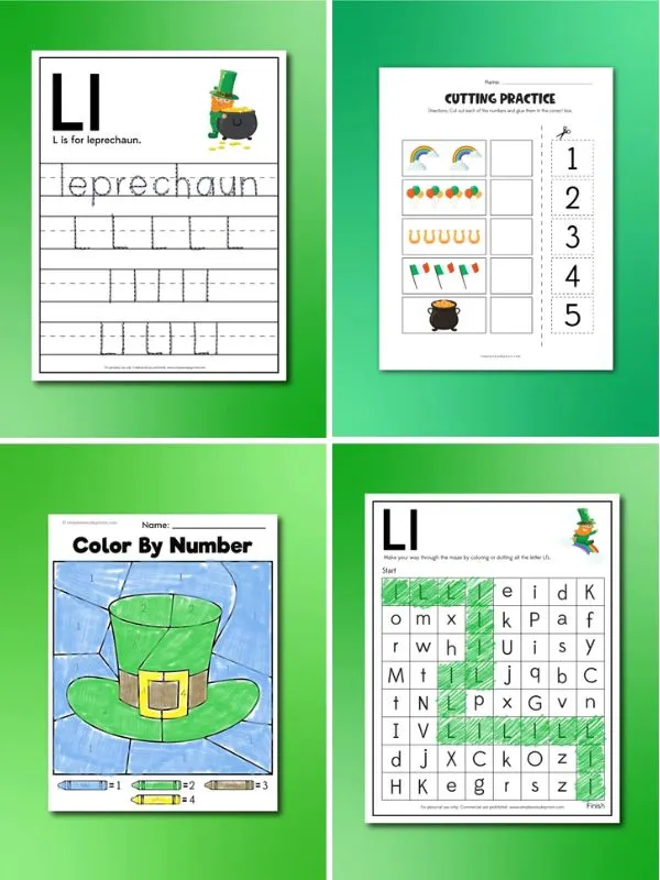 Collage of St Patrick Day Printable Activities