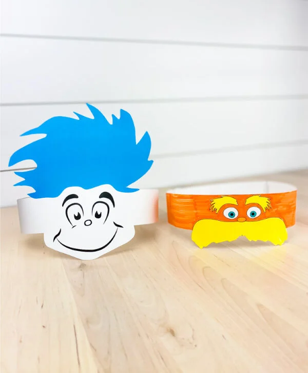 thing 1 and lorax headband on counter