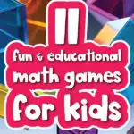 shape background with the words 11 fun & educational math games for kids