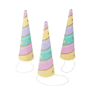 pastel colored unicorn party hats