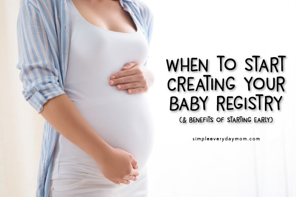 pregnant mom holding belly | when to start baby registry