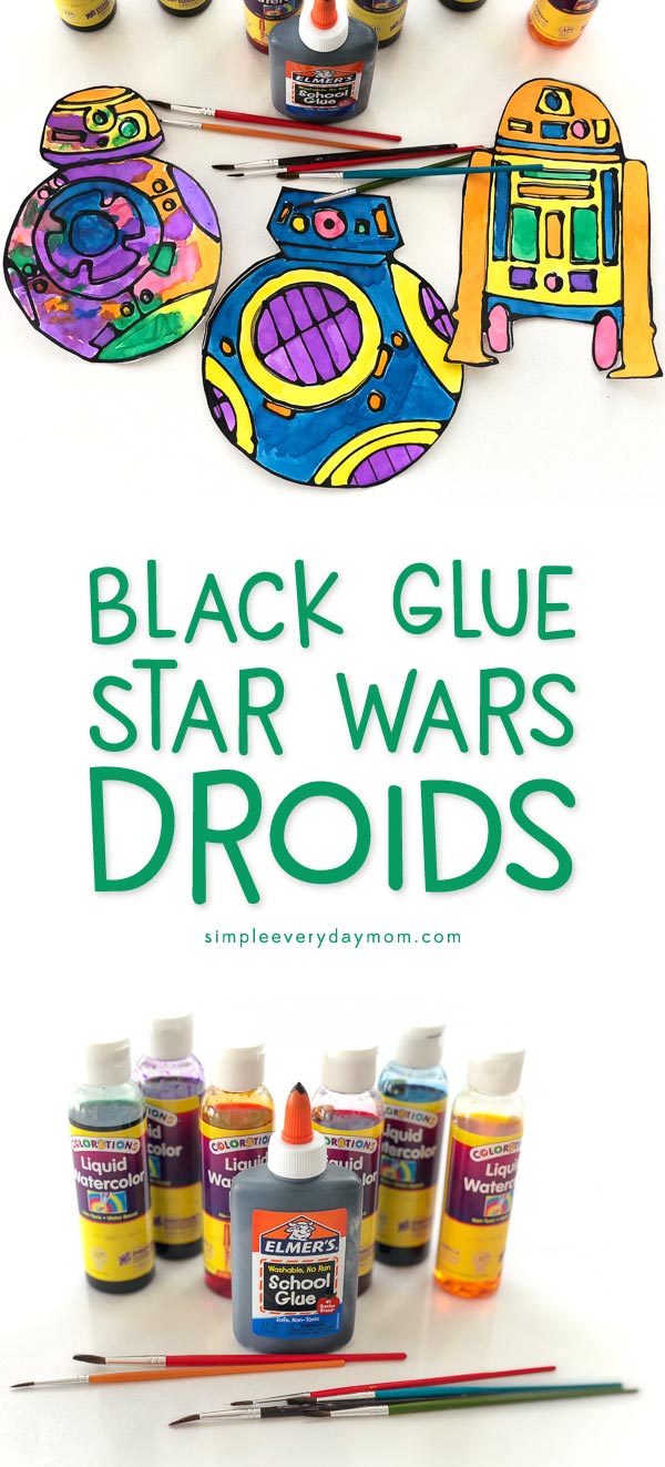 Watercolor and black glue Star Wars paper craft