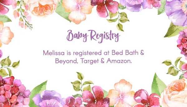 Floral Baby Registry Card