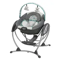 grey and blue baby swing