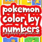 Pokemon color by number printables with the words Pokemon color by numbers