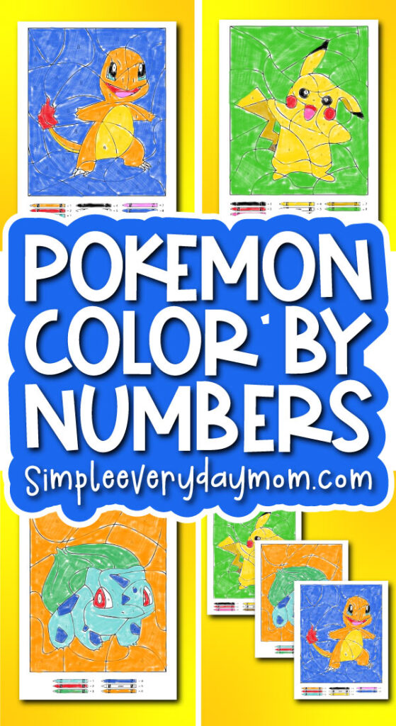 Pokemon color by number printables with the words Pokemon color by numbers