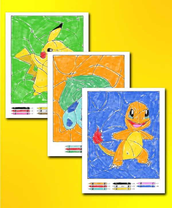 Pokemon color by number printables