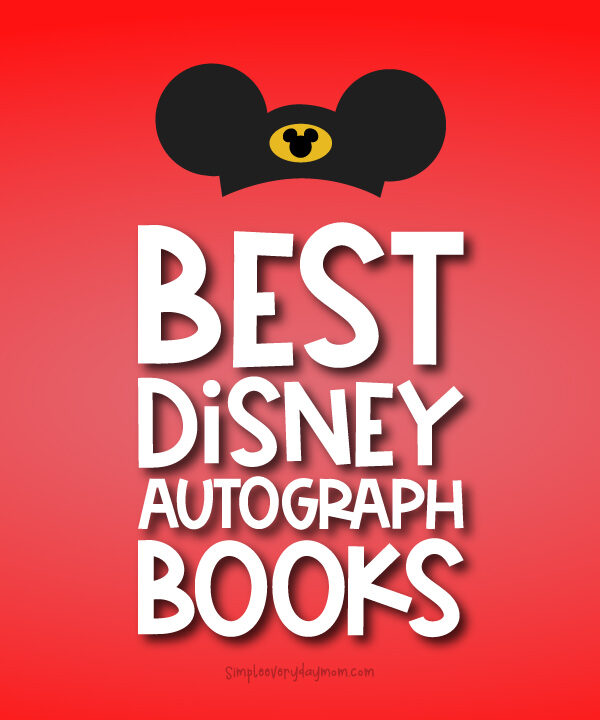 red background and Mickey ears with the words Best Disney Autograph Books