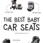 7 infant car seats with text in middle of image