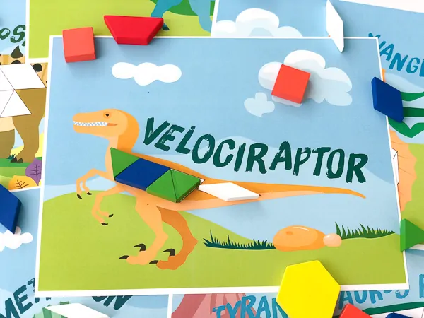 velociraptor dinosaur pattern block picture with pattern blocks