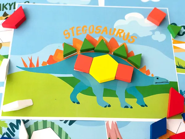 dinosaur pattern block templates: stegasaurus