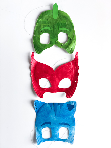 Gekko, Owlette, Catboy paper plate masks