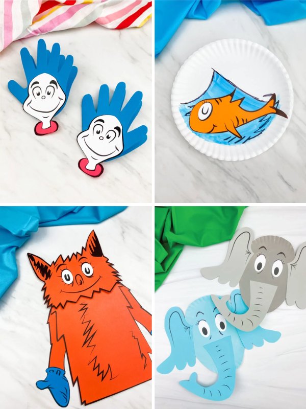 collage image of Free Dr. Seuss Crafts