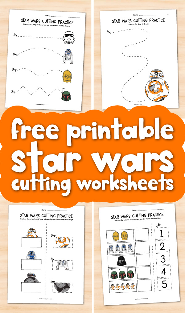 Star Wars cutting worksheets with the words free printable Star Wars cutting worksheets