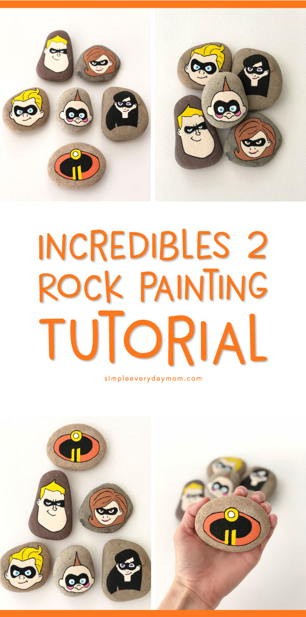 DIY Painted Rocks For Kids | Celebrate Disney's The Incredibles 2 with this fun rock painting idea. This tutorial includes two versions that allow young and old kids to both join the fun, so no matter what the skill level, everyone can make one of their own! 