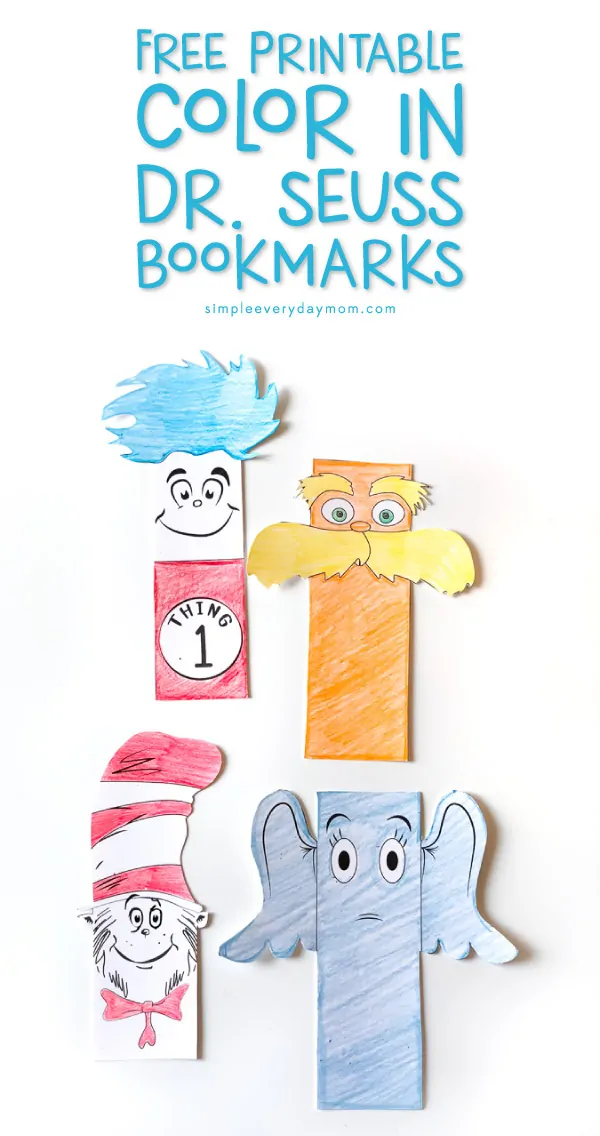 Thing 1, The Lorax, The Cat in the Hat and Horton paper bookmarks