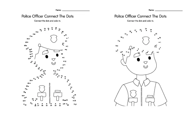 Community Helpers Printables: Police Officer Dot To Dot | Young kids will love learning about police officers and doing this fun connect the dots activity. #communityhelpers #kidsactivities #kindergarten