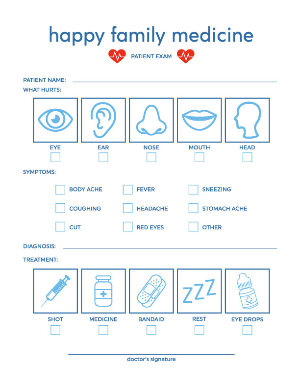 Pretend Play Doctor Forms | These printable dramatic play dr pages are perfect for imaginative play, especially when reviewing community helpers. #pretendplay #communityhelpers #teachers #elementary