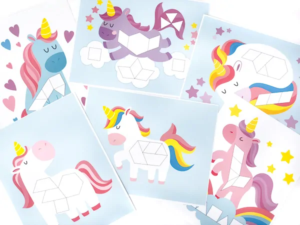 printable unicorn tangram mats