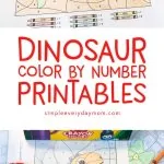 Dinosaur Color By Number Printables | Kids of all ages will love discovering the hidden picture inside these worksheets. They're a great quiet time art activity that's mess free and no prep! Click through to download your copy now. #dinosaurs #kidscrafts #colorbynumber #activitiesforboys