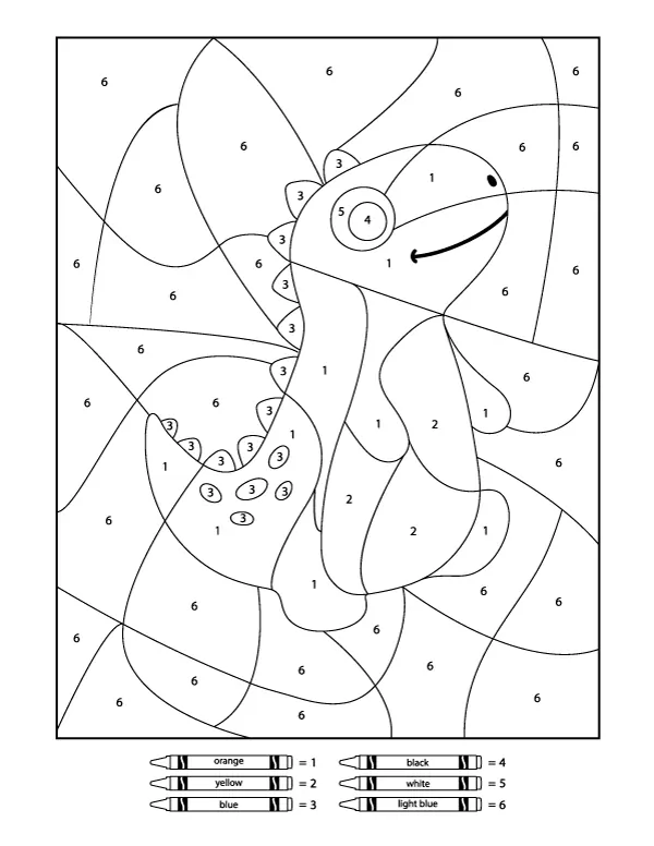 Easy Color By Number For Kids | These dinosaur color by numbers are a fun and easy activity to beat boredom! #artforkids #dinosaur #coloring