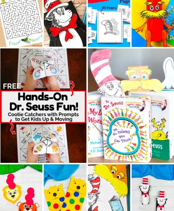 image collage of free Dr. Seuss printables