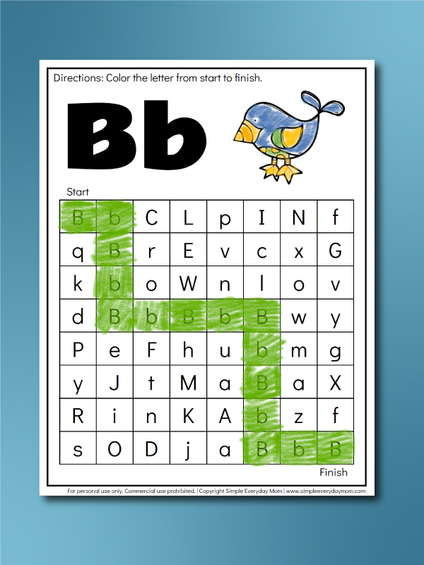 b is for bird letter maze