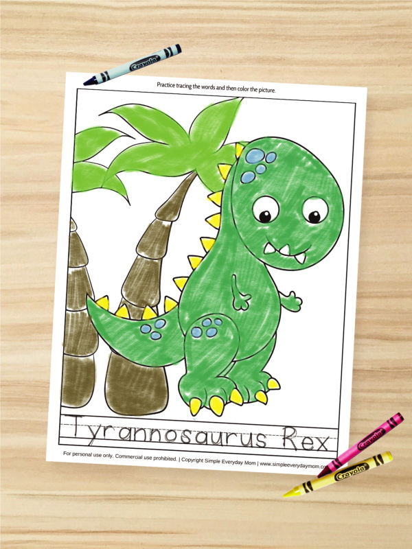 green dinosaur coloring page