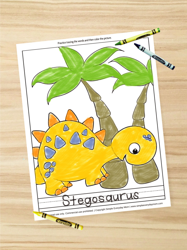 yellow dinosaur coloring page