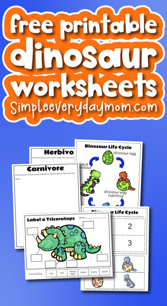 dinosaur worksheets image collage with the words free printable dinosaur worksheets