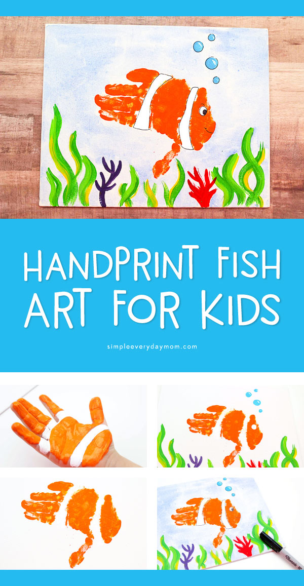 Handprint Fish Craft | Kids will love making this handprint keepsake for grandma or grandpa this summertime. It's a great boredom buster too! #artforkids #kidscrafts #craftsforkids #kidsactivities #ideasforkids #kidsandparenting