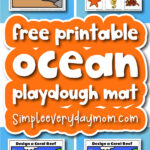 under the sea play dough mat image collage with the words free printable ocean playdough mat