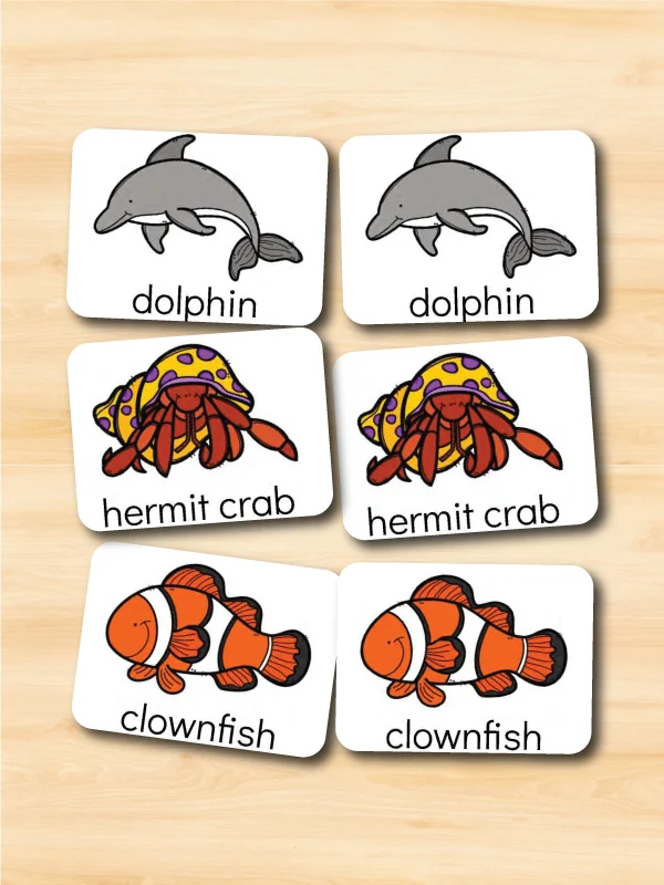 ocean animal matching game printables