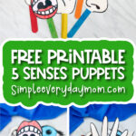 5 senses printable puppets image collage with the words free printable 5 senses puppets