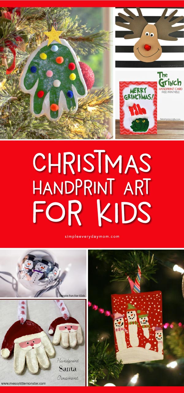 Christmas Handprint Art For Kids | Build family memories this season when you make these fun and easy DIY handprint crafts. There are reindeers, santas, snowmen and more! #christmas #christmascrafts #craftsforkids #kidscrafts #kidsactivities #kidsandparenting #preschool #kindergarten 