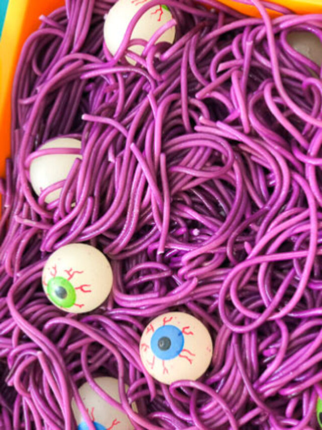 Spaghetti & Eyeball Halloween Sensory Bin Story