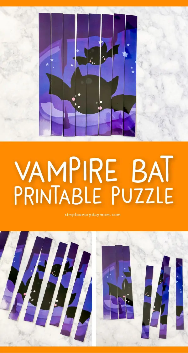 Halloween Printable Puzzle For Kindergarten | Download this cute vampire bat puzzle. It's a great activity for kindergarten kids. #kids #kindergarten #teachingkindergarten #preschool #kids #kidsandparenting