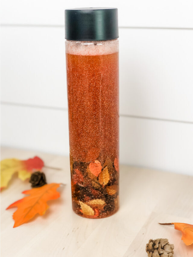 Fall Leaves Glitter Sensory Bottle For Kids Story