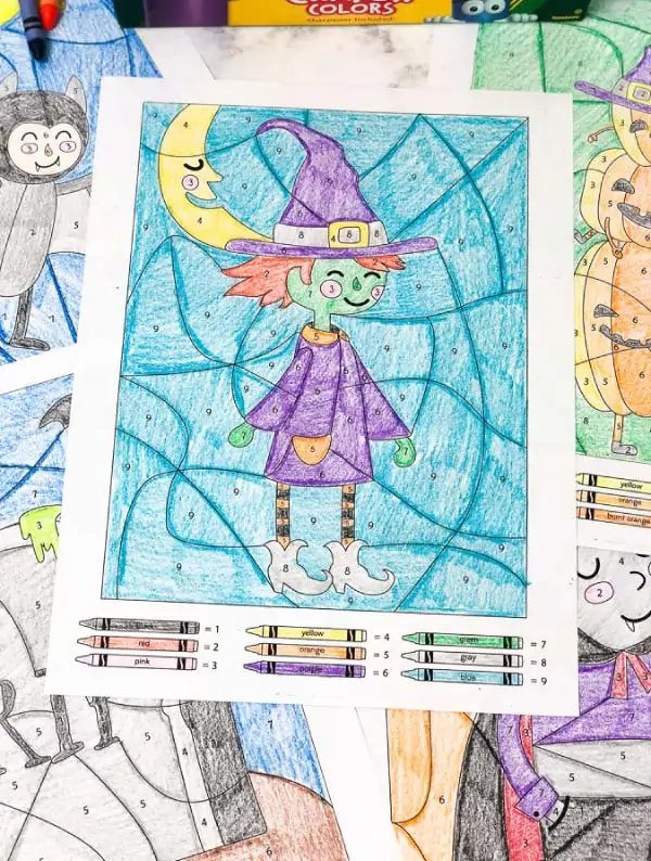 Halloween Color By Number | These printable worksheets are the perfect blend of art and math; great for young children! #stem #mathactivities #teacher #teaching #homeschool #homeschooling 
