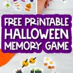 Halloween memory game image collage with the words free printable Halloween memory game