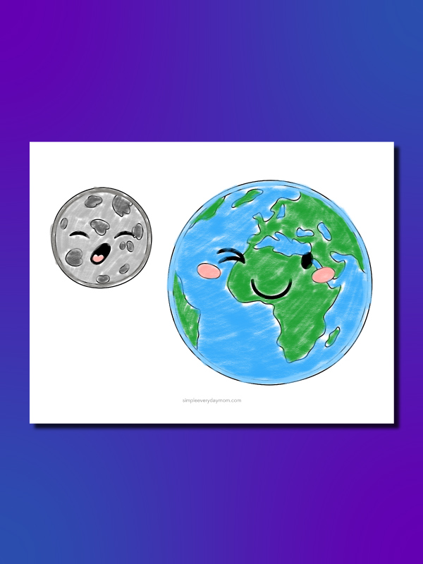 earth and moon coloring page
