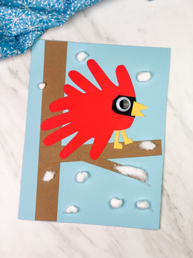 A Wintery Cardinal Handprint Craft For Kids Story