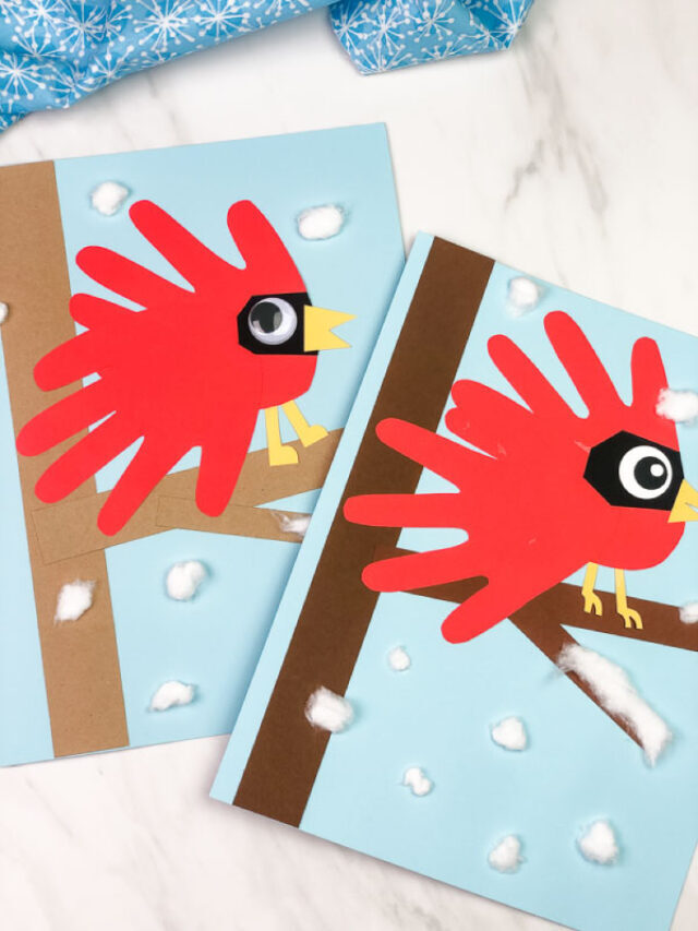 A Wintery Cardinal Handprint Craft For Kids Story