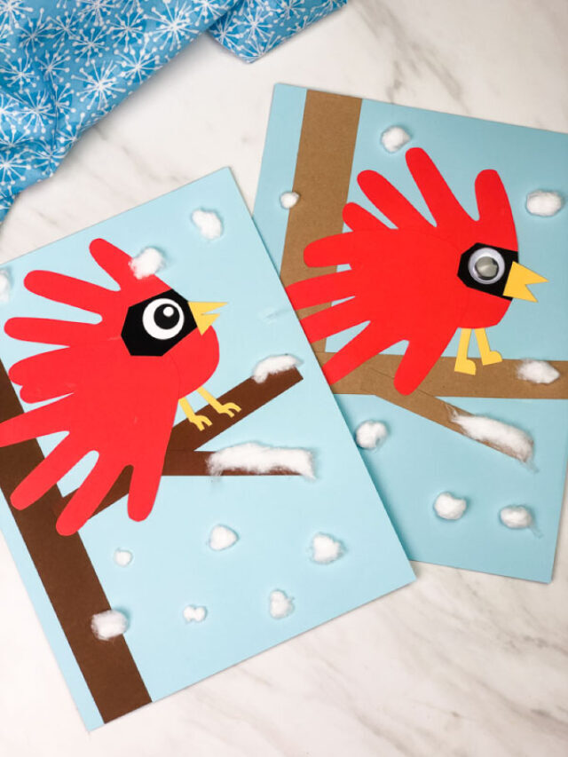 A Wintery Cardinal Handprint Craft For Kids Story